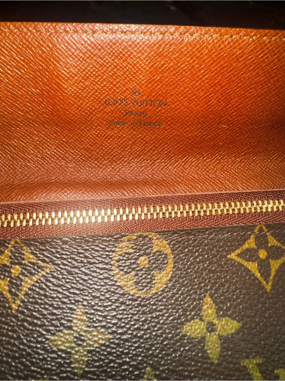 Authentic Louis Vuitton Monogram Canvas Trifold Wallet in Brown and Gold
